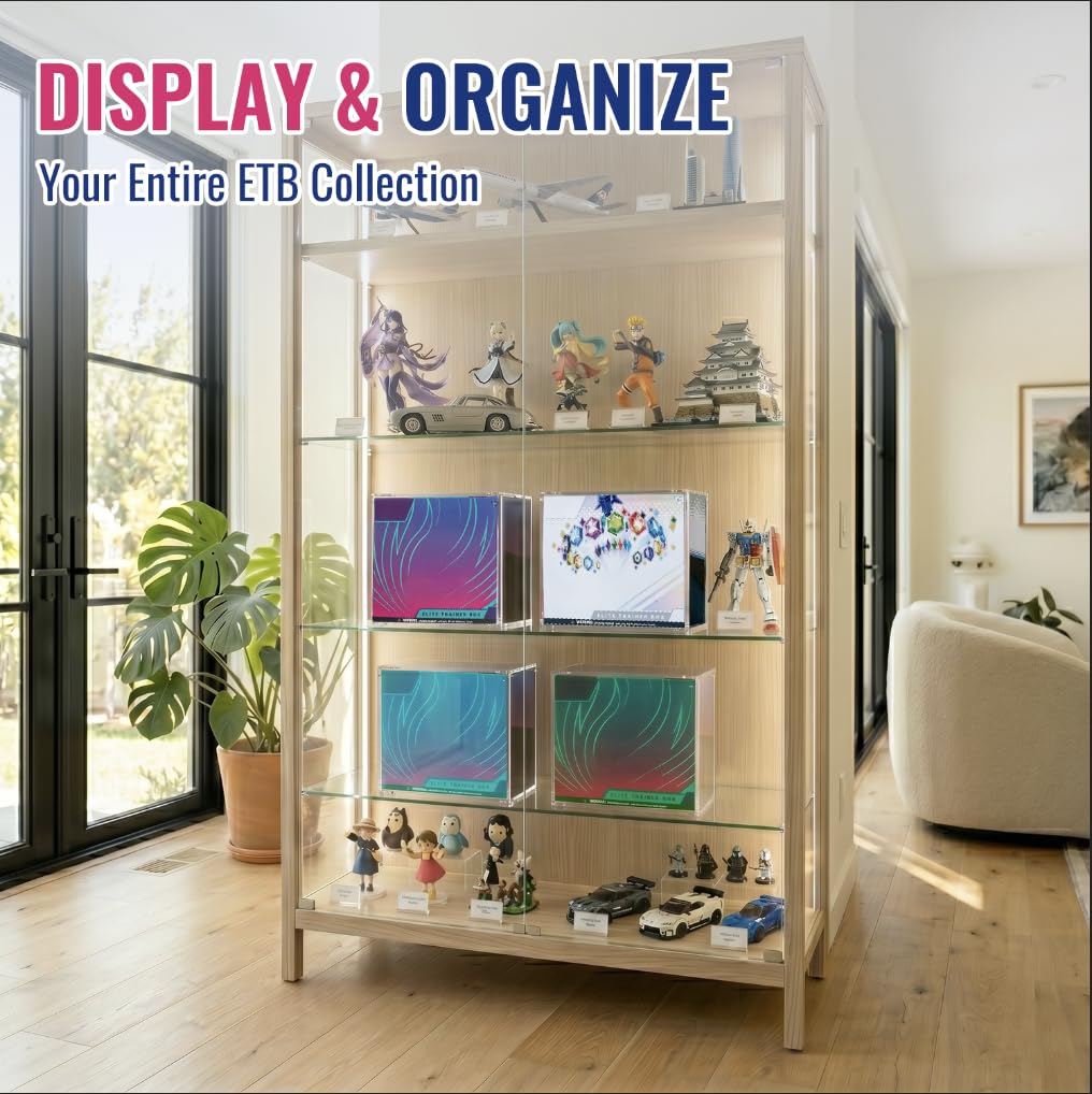 Kisbox 6 PCS ETB Protector Case, 5mm ETB Acrylic Display Case, Clear Ultra Acrylic Boxes for Display Compatible with Elite Trainer Box, Dustproof and Waterproof Display Box