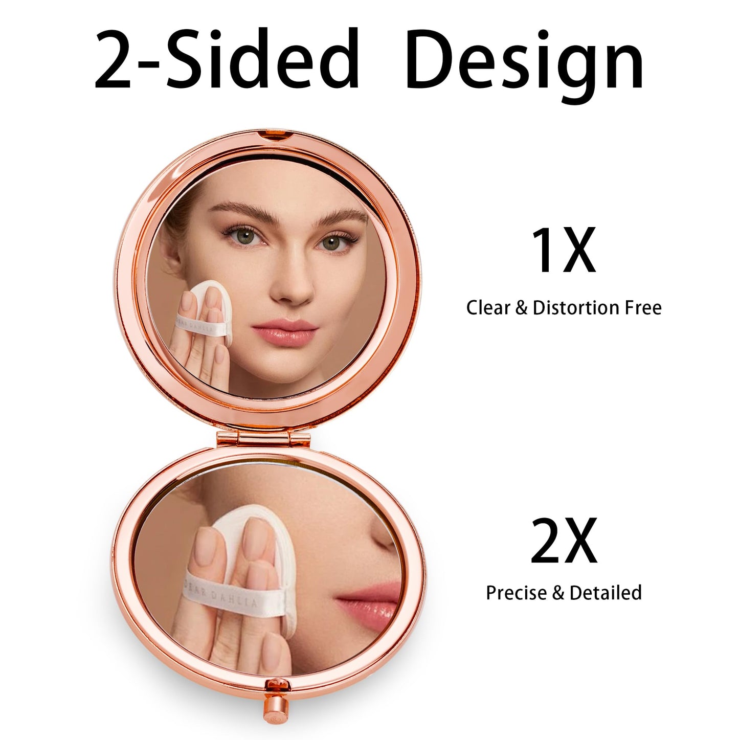 QUSTGO Compact Mirror, Pocket Travel Makeup Mirror for Purse, Metal Round Shell, 2-Sided 1X/2X Magnifying, Portable, Folding, Handheld, Rose Gold, 18 Pack
