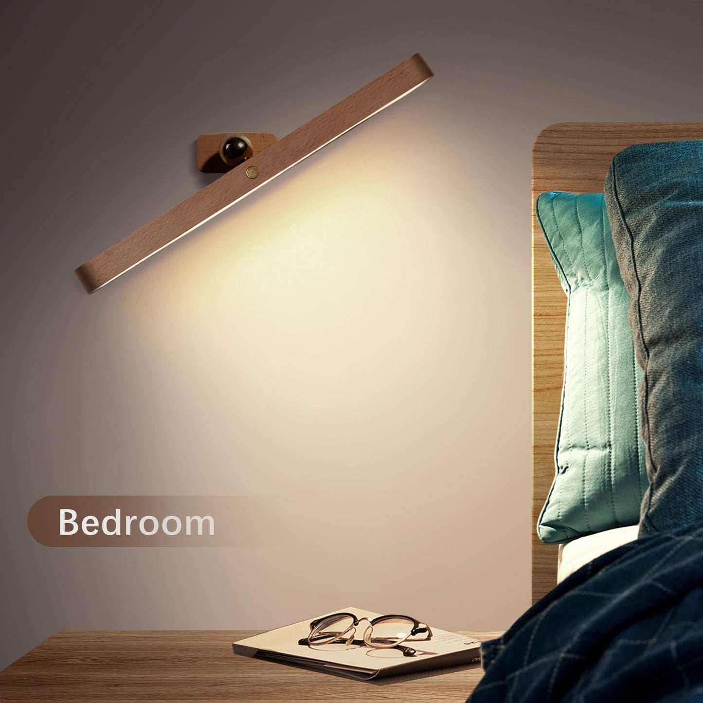 HBGFHG Led 360° Rotatable Magnetic Battery Operated Wall Lights USB Rechargeable Dimmable Led Vanity Night Light for Reading Light, Makeup Light and Household Lighting (Brown 1PCS)