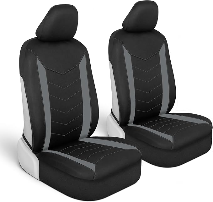 Motor Trend (2) Car Seat Covers for Front Seats with (2) Trimmable Car Floor Mats – Universal Fit Auto Accessories for Cars, Trucks, SUVs, Vans – Interior Protection and Vehicle Interior Shield Combo
