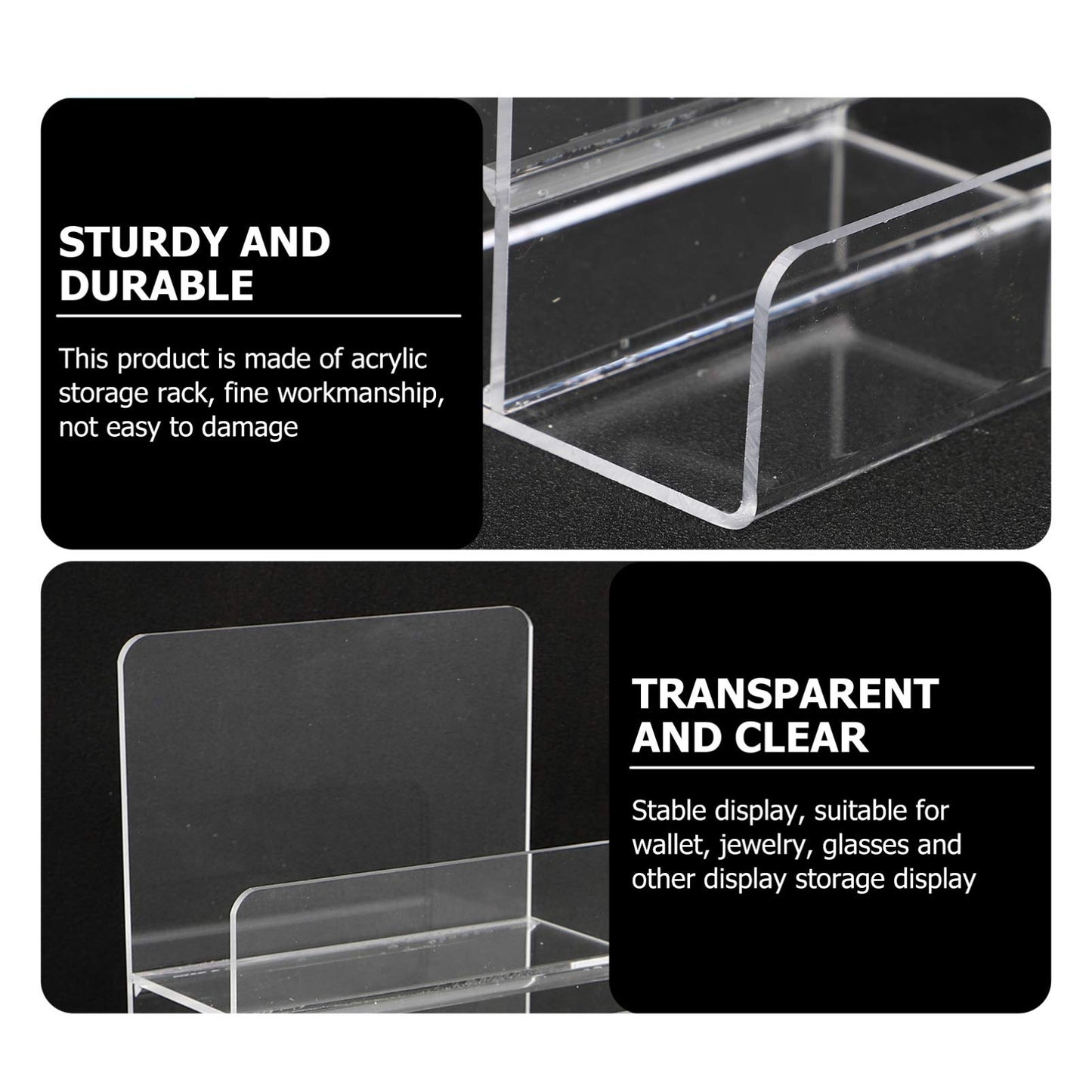 DOITOOL 2Pack 6- Tier Acrylic Wallet Display Stand Holder, Clear Handbag Purse Display Stand Jewelry Display Riser Purse Handbag Organizer