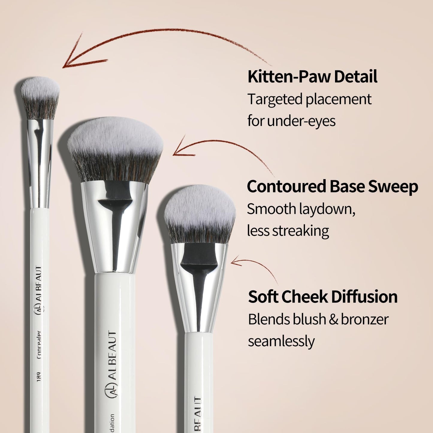Albeaut Makeup Brush for Foundation Concealer Blush Contour Liquid Cream Blending Angled Shape