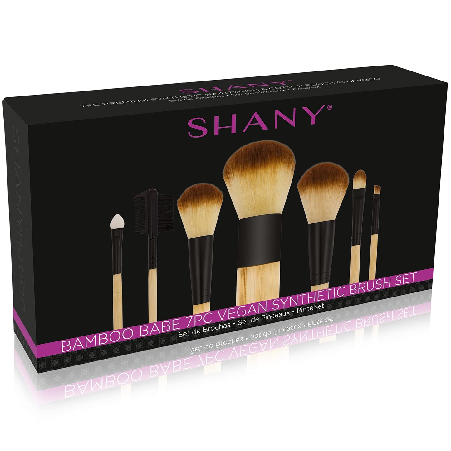 SHANY Bamboo Makeup Brush Set - Vegan Professional Makeup Brushes With Premium Synthetic Hair & Cotton Pouch for Easy Brush Storage - 7pc With Pouch