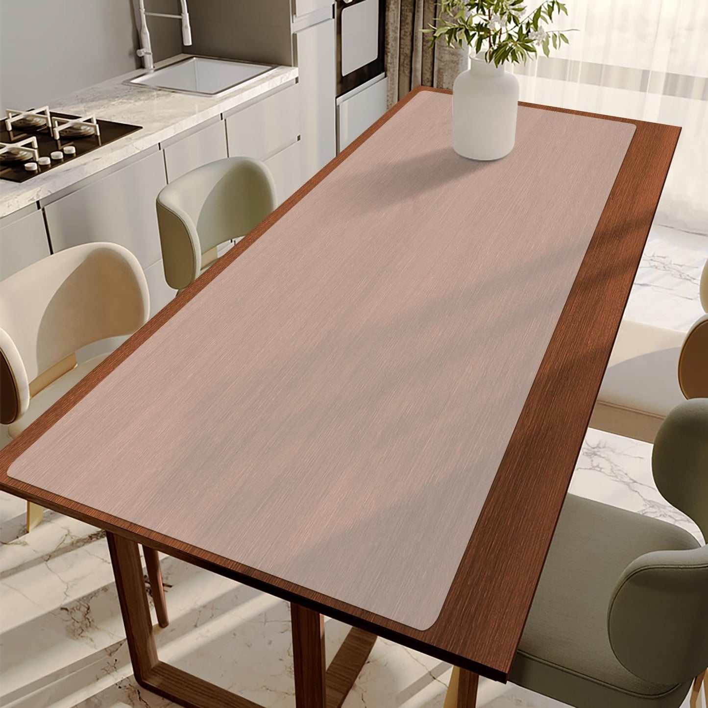 Large Silicone Mat for Kitchen Counter, 20" x 80" Cuttable Heat Resistant Mats for Countertop, Suitable for Dining Tables, Desks, Buffet Cabinet, etc. Skin-Friendly Material, Translucent