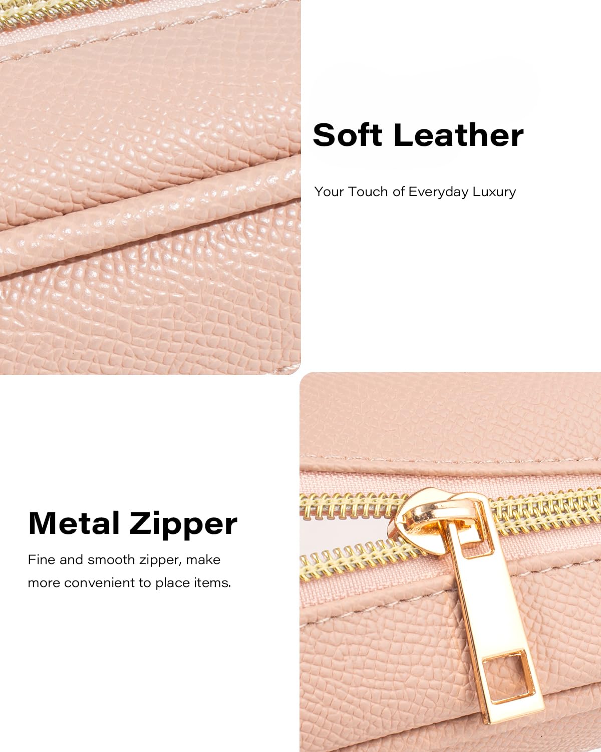 FFpaw 2Pcs Clear Makeup Bags Set - Portable Clear Cosmetic Bag Case Travel Makeup Brush Bag Waterproof Makeup Pouch TSA Approved Toiletry Bag Car Organizer Bag for Women (Dusty Pink Set)