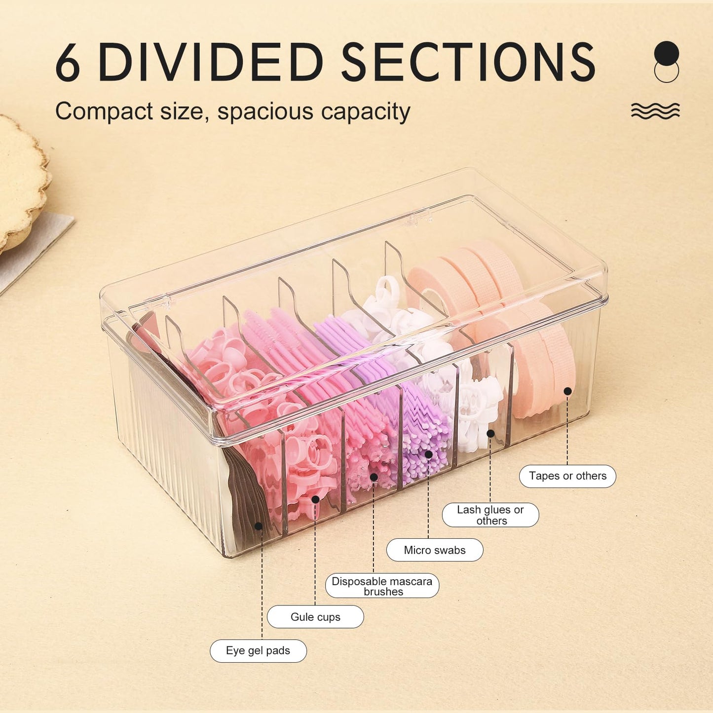 MoyRetty 1PC Acrylic Lash Extension Organizer, Large Capacity Eyelash Extension Supplies Storage Container Box, Neatly Store and Organize Your Lash Supplies