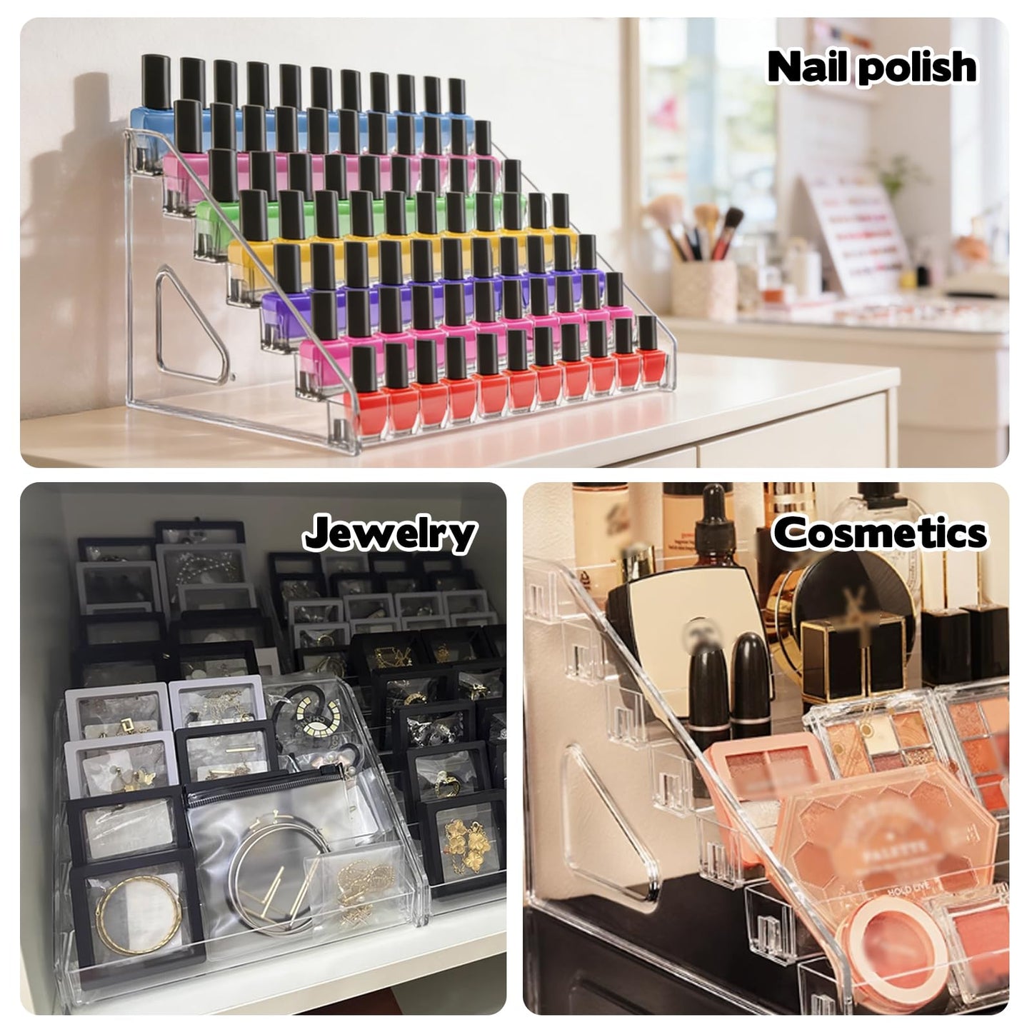 Zoketriton 2 Pack 7 Tier Perfume Organizer Stand, Versatile Acrylic Perfume Organizer Holder Display Stand Storage Tray for Figures Makeup Nail Polish Graded Cards Organization