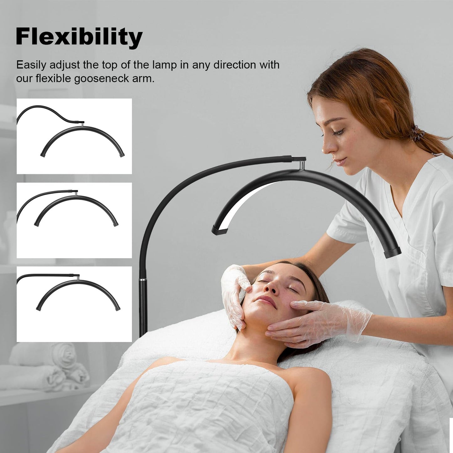 ZEKAHOV Half Moon LED Floor Light - Professional Shadow-Free Lamp for Lash Techs, Estheticians & Tattoo Artists | Remote Control & Dimmable for Eyelash Extensions, Nail Art, Home & Office