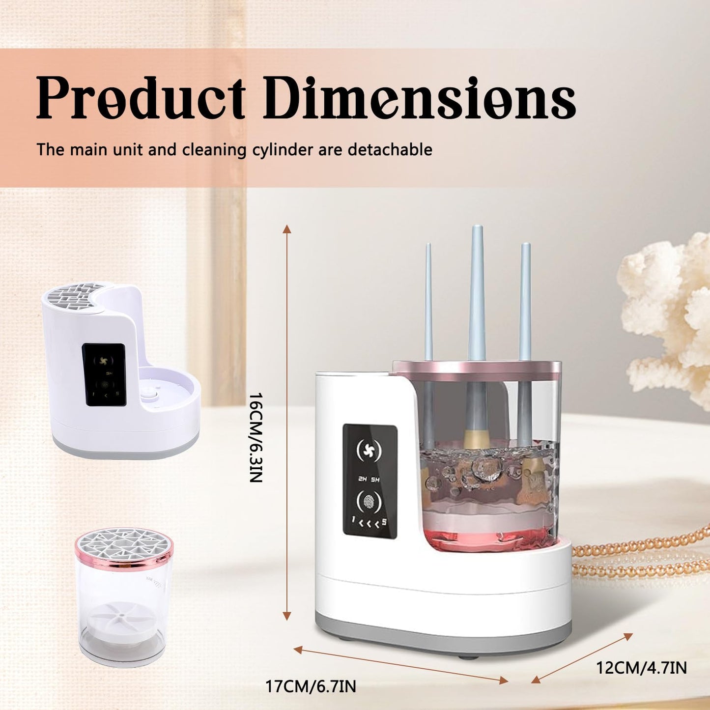Electric Makeup Brush Cleaner Machine with Dryer and Holder, Automatic Makeup Brush Cleaning Machine, 3 IN 1 USB Cosmetic Beauty Makeup Brushes Tool Washer for All Size Makeup Brushes