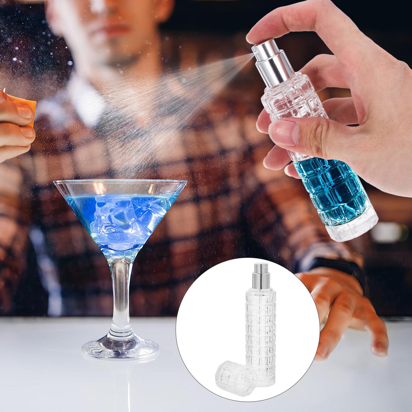 Ipetboom 4pcs Cocktail Vermouth Spritzer - 30ml Bitters Spray Bottles Cocktail Sprayer Crystal Glass Bar Mister Refillable Olive Oil Mister Bottle Perfume Spray for Home Kitchen Travel Use