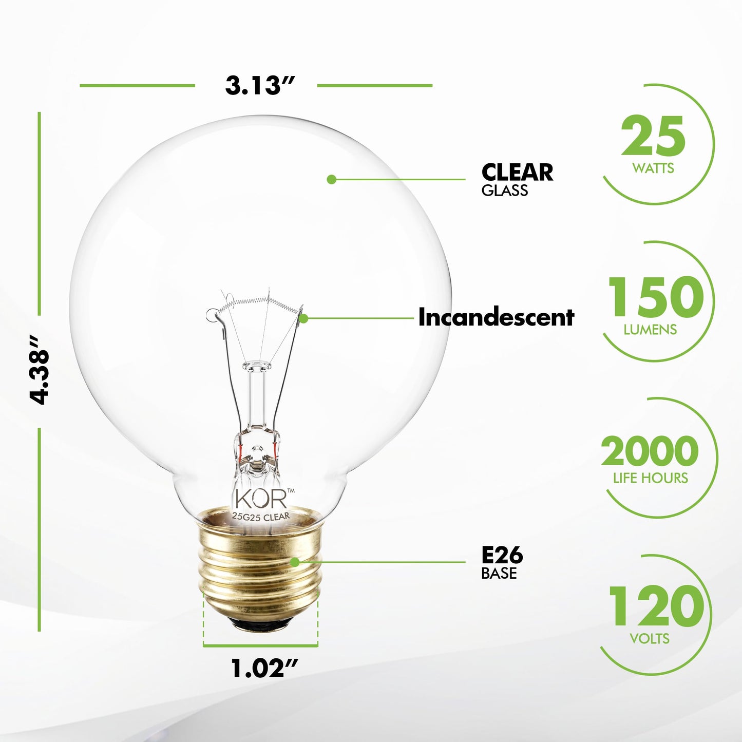 (4 Pack) G25 Globe Light Bulbs – 25W Incandescent, 2700K Soft White, E26 Base, Dimmable – Crystal Clear Vanity Bulbs for Bathroom, Mirror, Pendant Fixtures