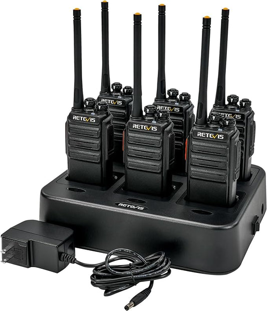 Retevis H-777S Walkie Talkies Long Range,Heavy Duty Portable FRS Two-Way Radios, Hands Free,Safe Call,Rugged Commercial 2 Way Radios with Gang Charger,for Warehouse, Churches,Jobsite(6 Pack)