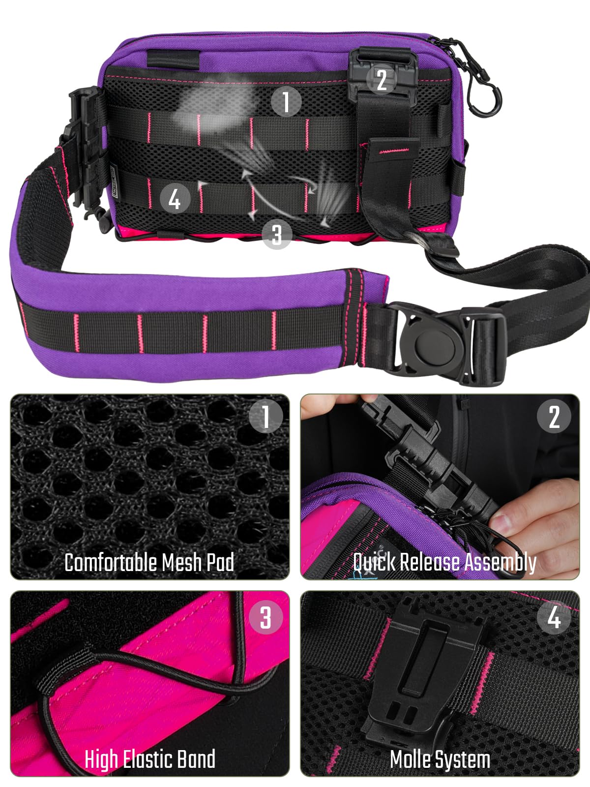 TACTICAL_GEEK Cache L3 Purple Crossbody Shoulder Bag, Men Multipurpose Sling Bag, Chest Backpack Casual Shoulder for Daily Carry