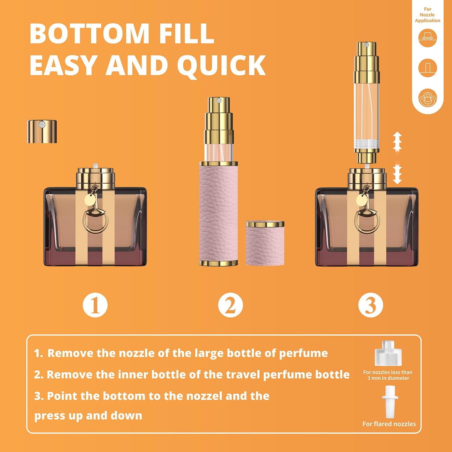 FENHON 5ml Travel Perfume Atomizer Refillable, Mini Portable Genuine Leather Cologne Sprayer, Pocket Size Empty Fragrance Spray Bottle - Gift for Women Men (Pink)
