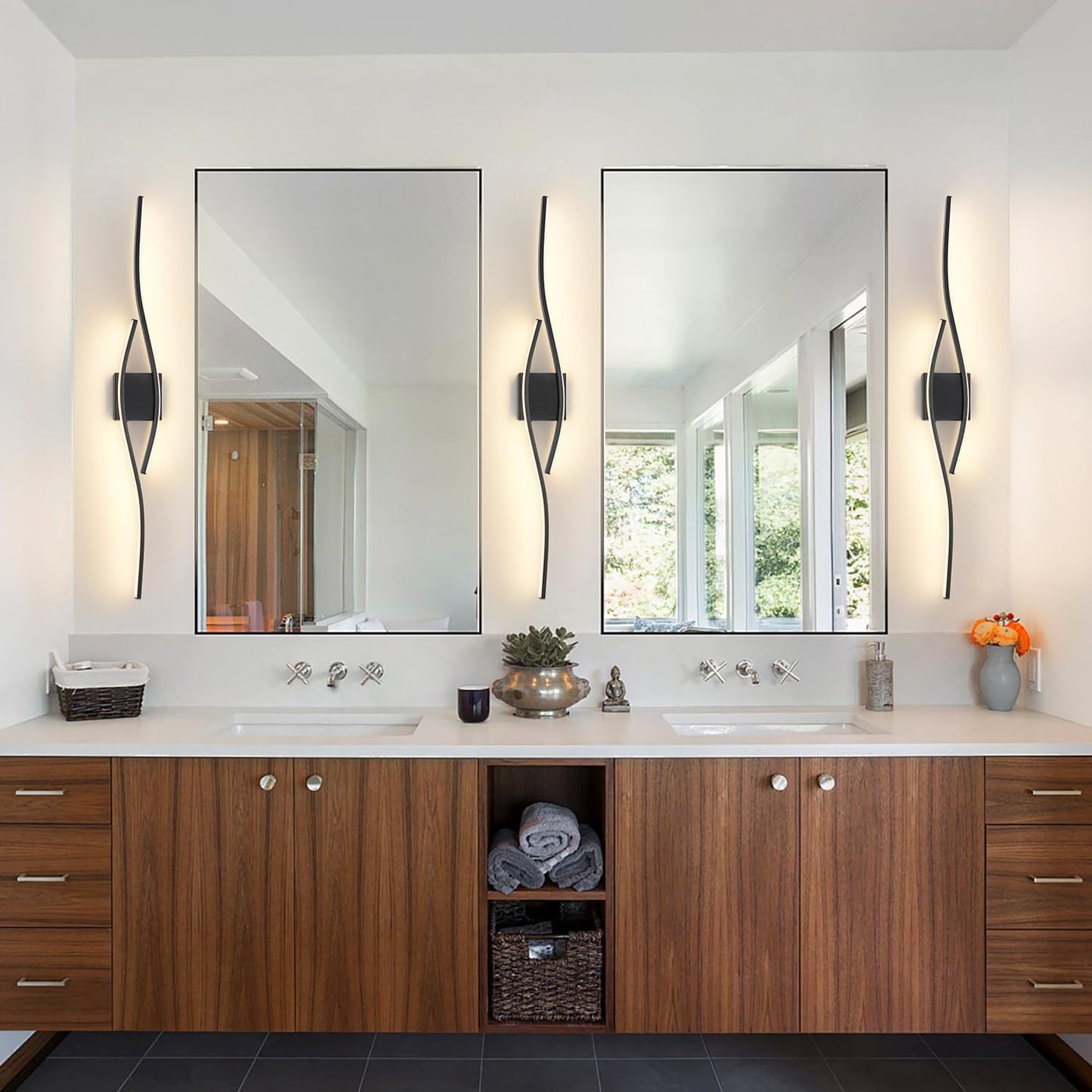 Joossnwell Bathroom Light Fixture Over Mirror 39.37 Inch Vanity Lights Bar for Bathroom Dimmable 5CCT Modern Vanity Light Black Led Bath Light Wall Lamp