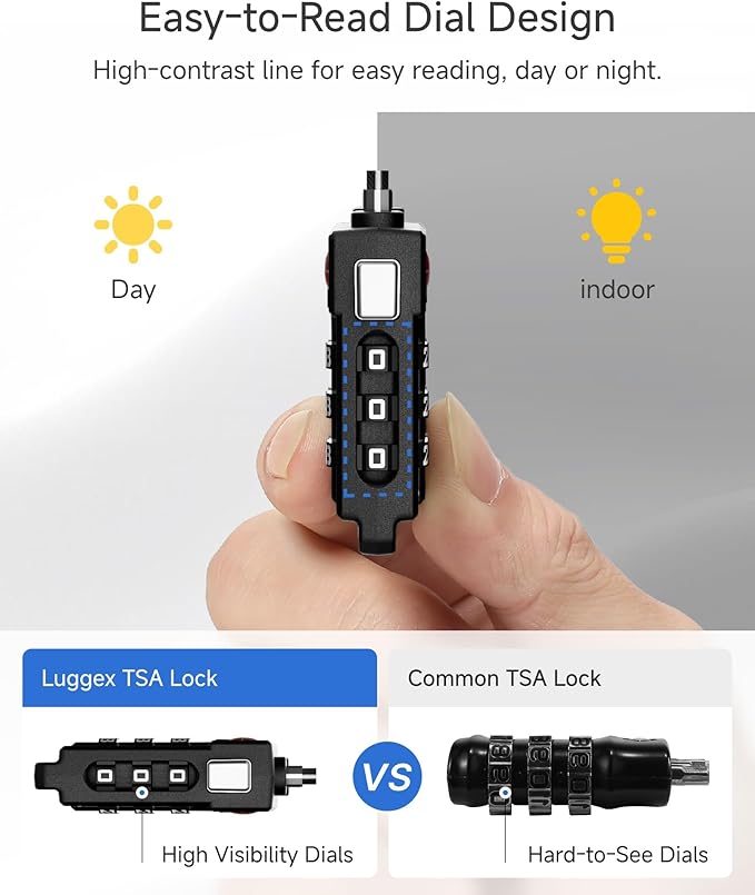 LUGGEX TSA Locks for Luggage, Suitcase Locks TSA Approved, Luggage Locks, Ease of Use & Durable(Yellow,4 Pack)