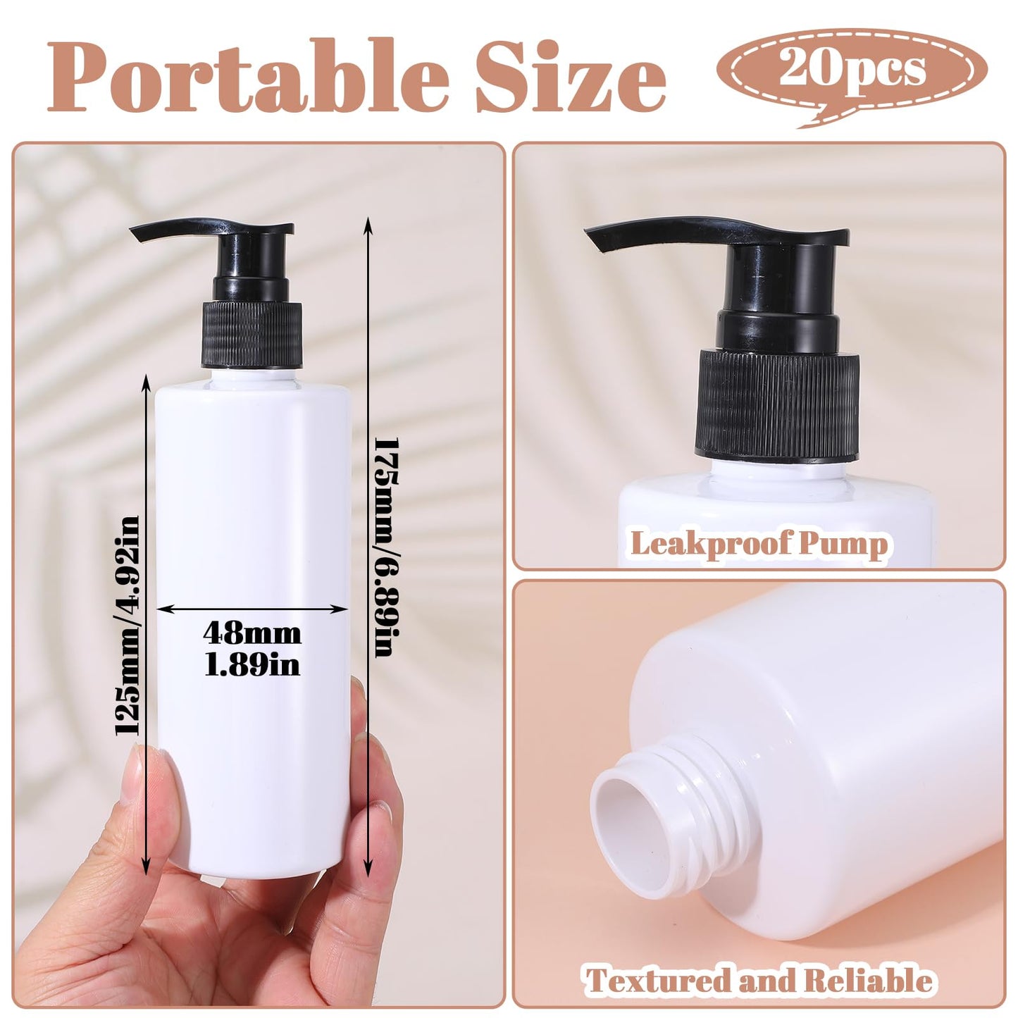 20 Pcs Plastic Pump Dispenser Bottle 8 oz Refillable Plastic Bottles Bulk Lotion Container Travel Lock Empty Container for Shampoo Massage Oil Dispensing