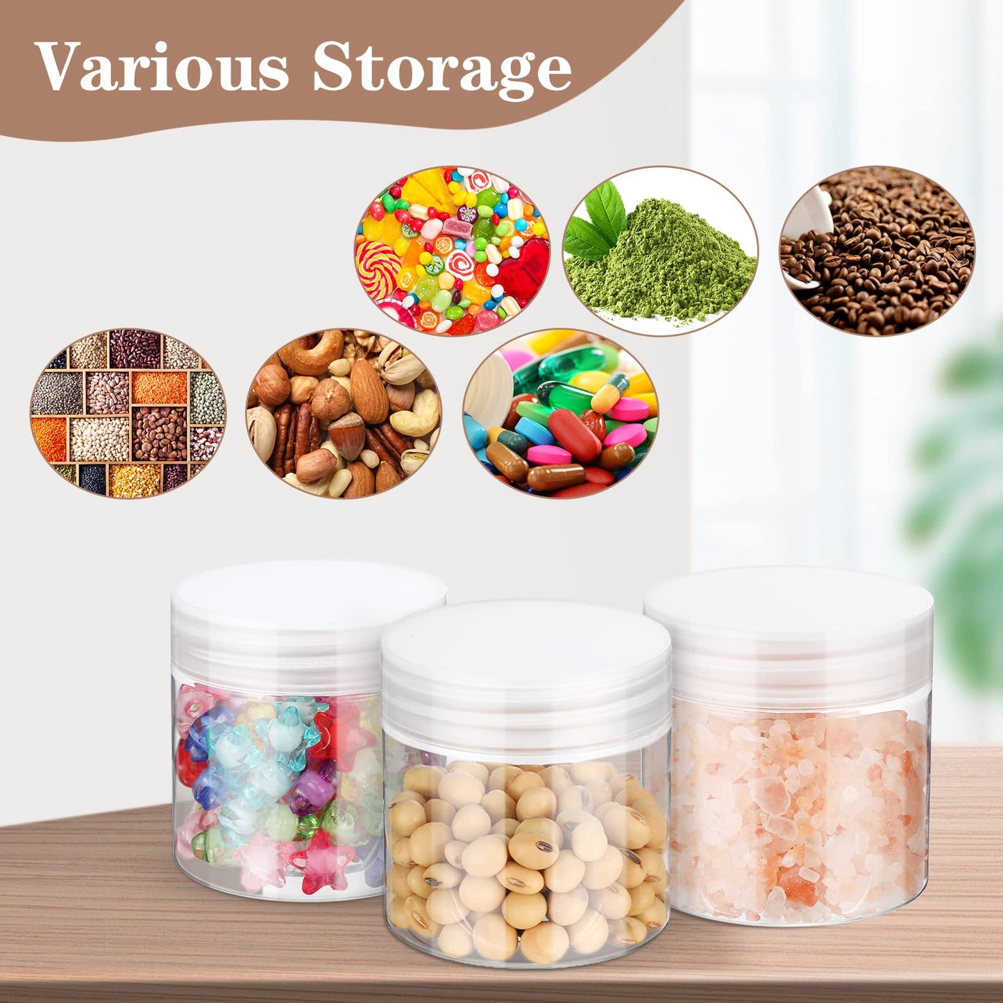 EBOOT 150 Pieces 2 Oz Plastic Container Jars with Lids Round Clear Cosmetic Empty Clear Plastic Jars for Lotion Cream Makeup Eye Shadow Rhinestone Samples Pot Travel Storage