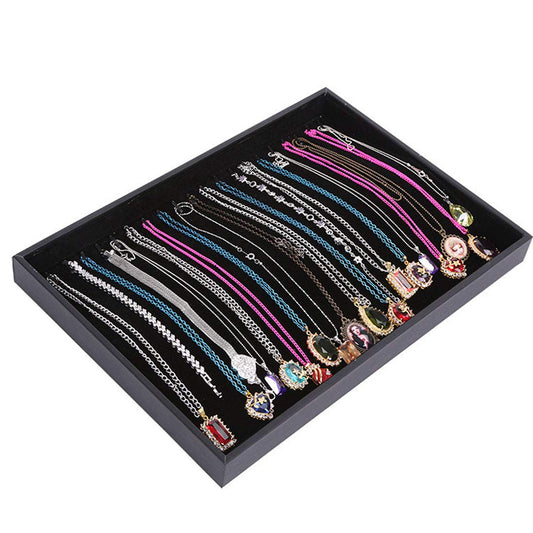 Black Velvet Stackable 20 Hooks Necklace Jewelry Tray Showcase Display Organizer Holder for Dresser Decorative Storage Box Case Single Plate for Little Girls Accessary, Women Long Hand Chains jewels