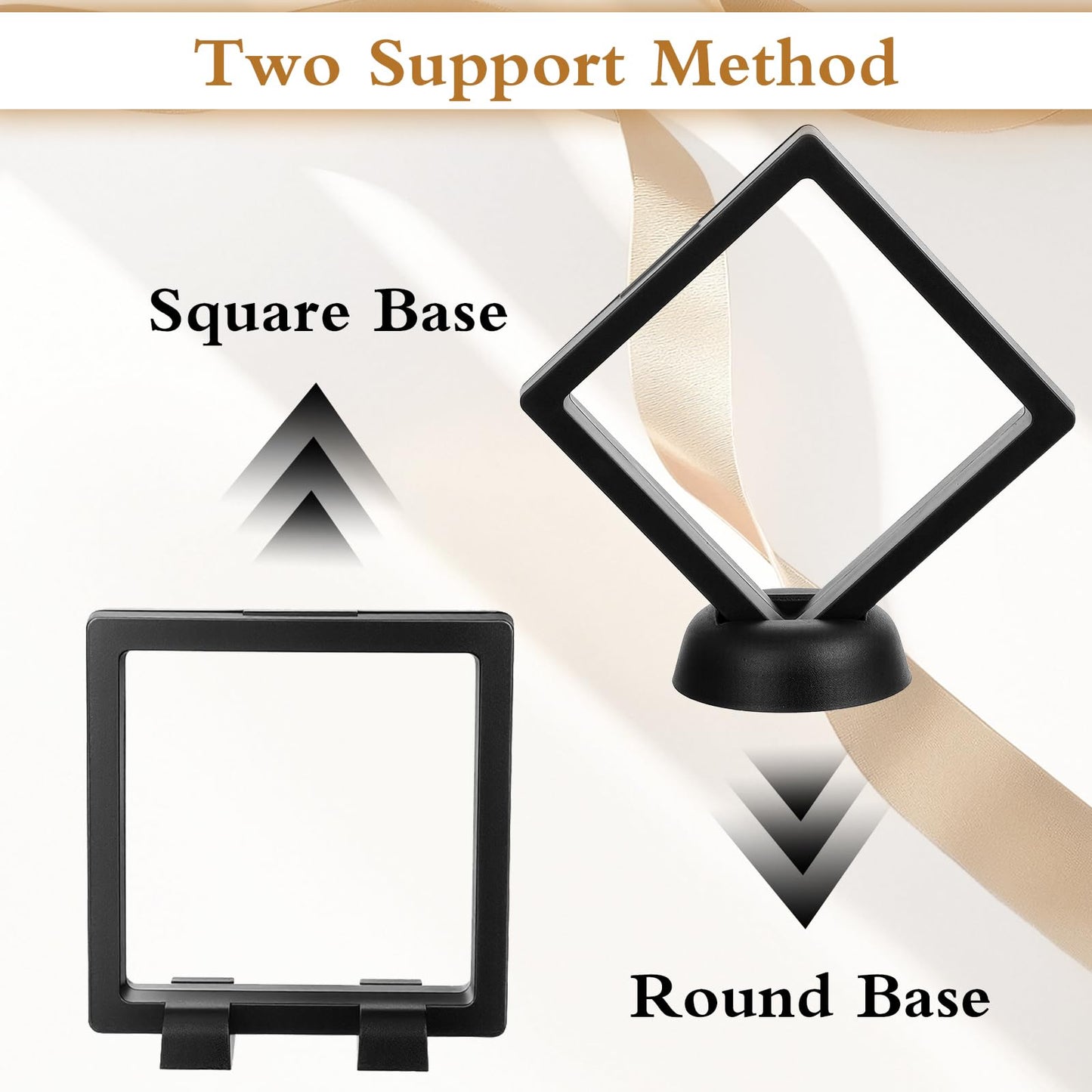 kenaeooe 30 Pcs Plastic 3D Floating Display Case, Transparent PE Frame Holder Stand With Base for Challenge Coins, Jewelry, Medallions and Specimens, Black