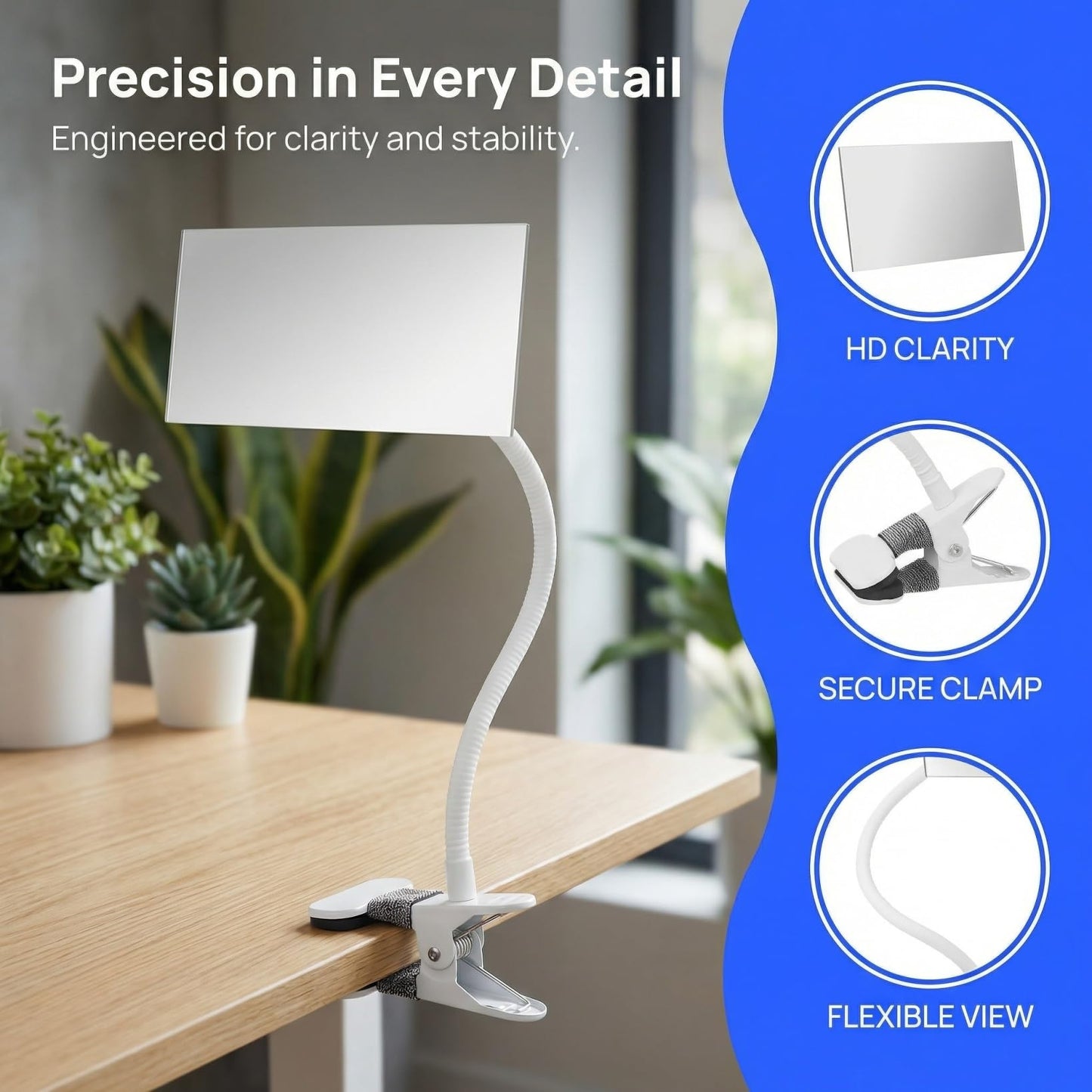 IMIKEYA Clip-On Desk Makeup Mirror for Cubicle, Anti-Peeping Privacy Mirror, Convex Rear View Desk Mirror for Office Computer Monitor, Adjustable Gooseneck Clamp Mirror