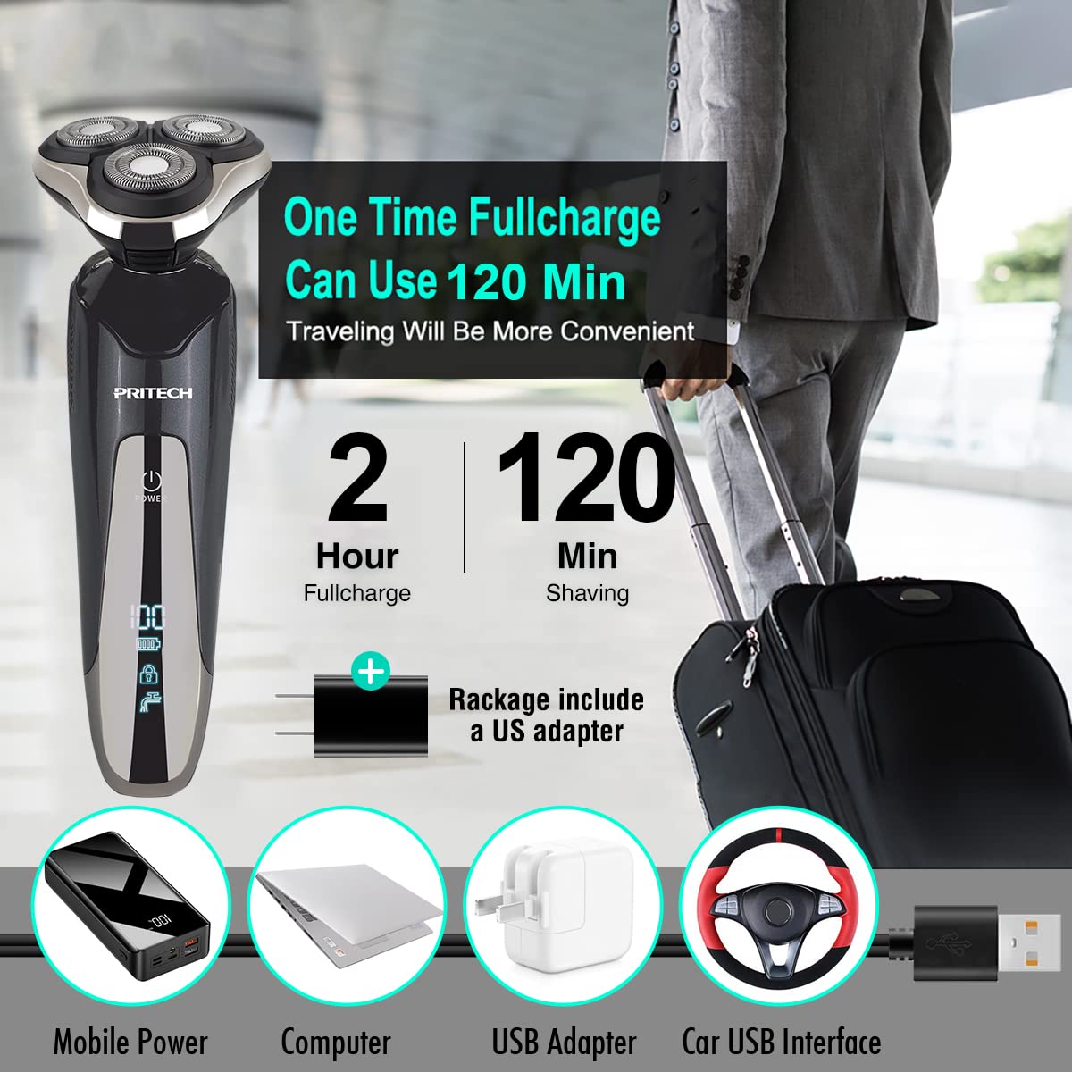 PRITECH Electric Razor for Men Rotary Electric Shavers for Men