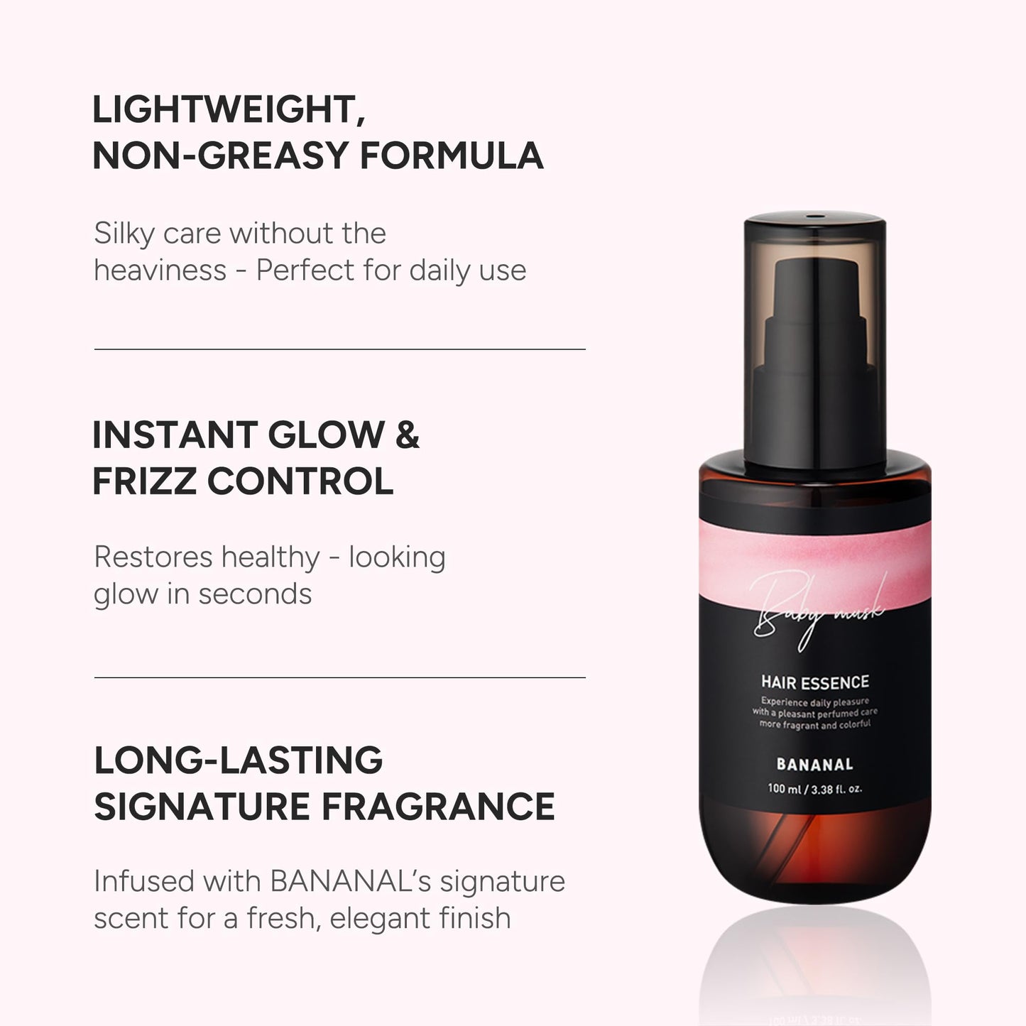 BANANAL 2-in-1 Hair Serum & Perfume Oil - Korean Hair Care, Moroccan Argan Oil & 12 Amino Acids for Dry Damaged Hair, Anti-Frizz Glass Hair Shine, Paraben-Free, Baby Powdery Musk, 3.38 fl oz