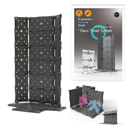SPARKSTOY Modular Hangar Display Base for Model Kits | Pegboard-Style Diorama Panel System with 90°/135° Connectors, Customizable Assembly for Figures, Accessories & Scale Mecha (Gray)
