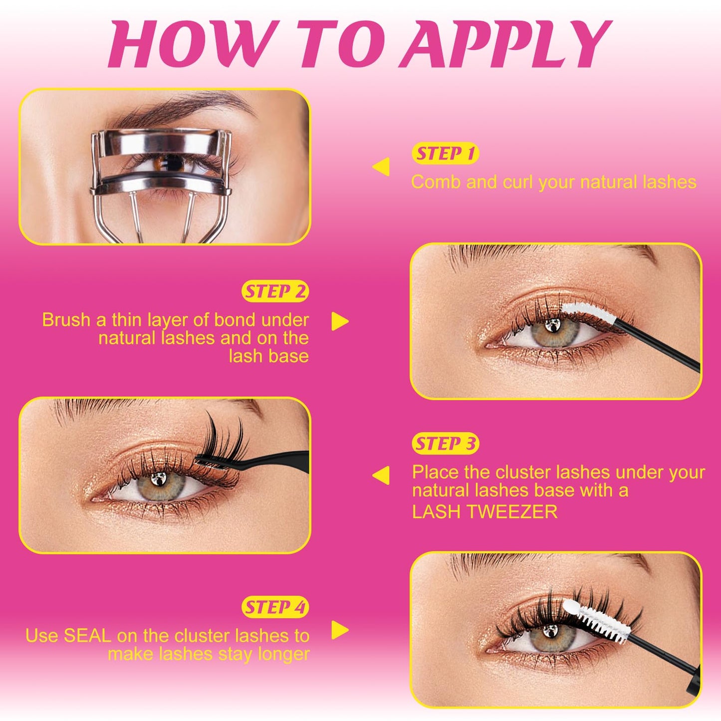 WiWiLINK Natural Lash Clusters, Freya 8mm DIY Wispy Cluster Eyelash Extensions, Thin Clear Band Individual Lashes D Curl Eyelash Clusters