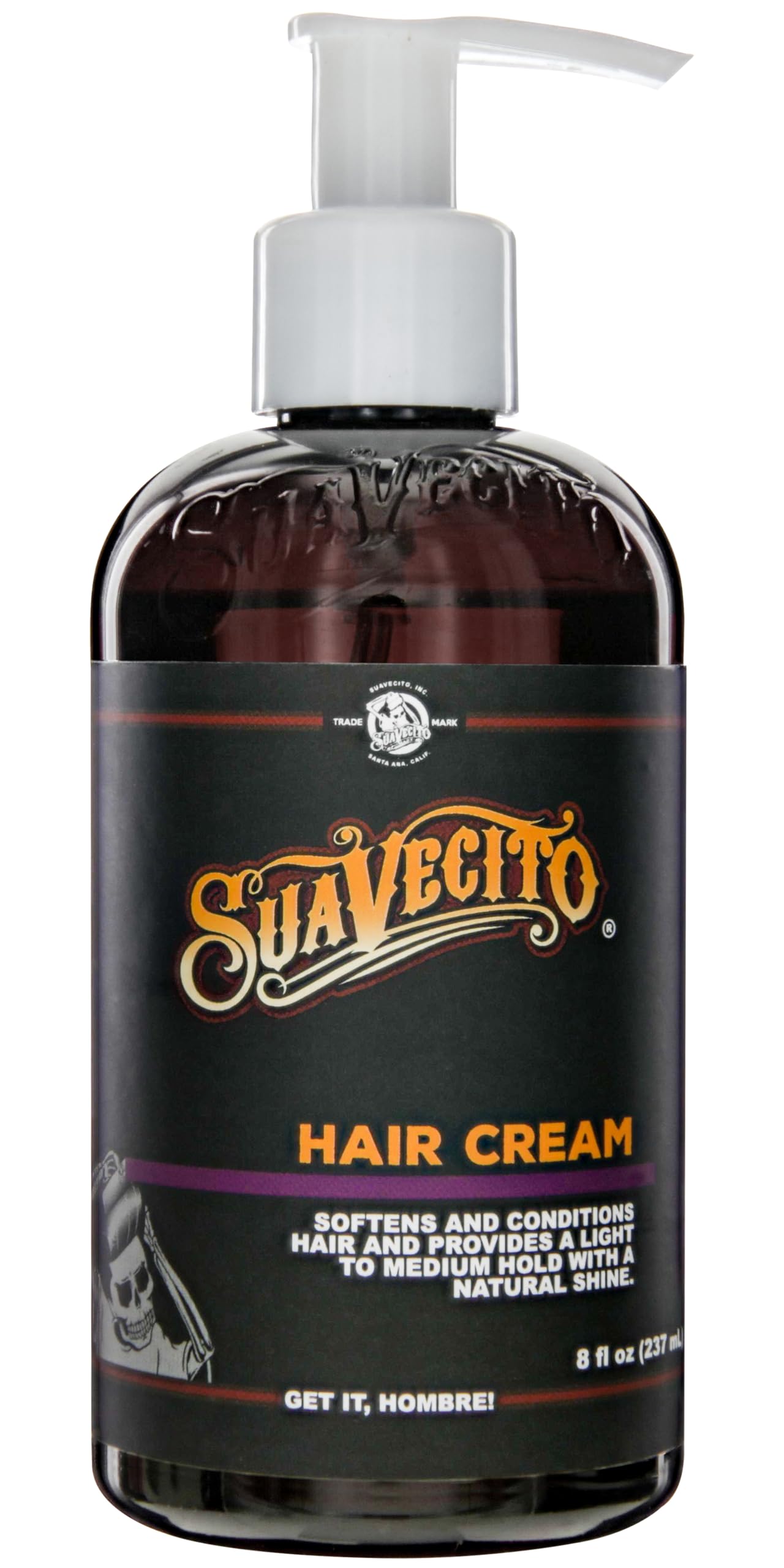 Suavecito Hair Cream Pump Bottle Medium Shine All Day Light Hold (8 oz)