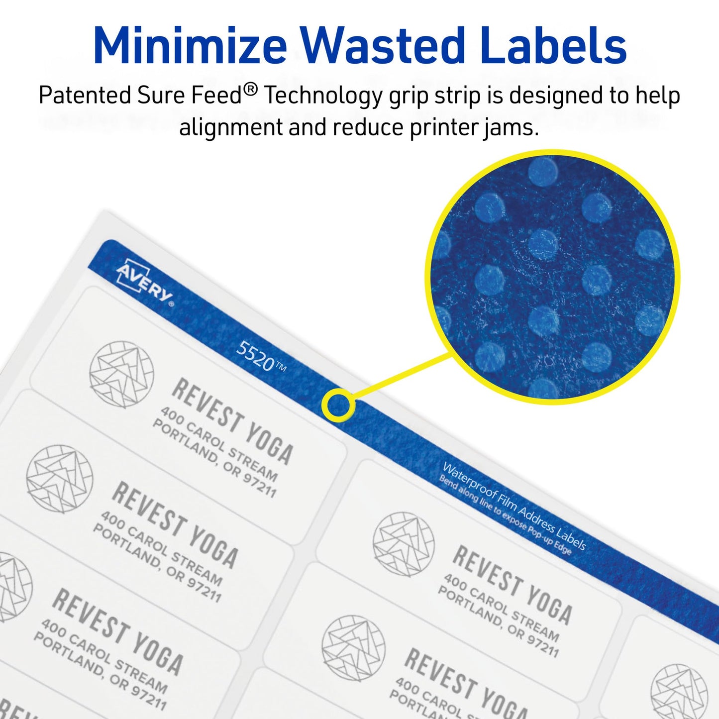 Avery Durable Waterproof Address Labels with Sure Feed Technology, 1" x 2-5/8", White, Laser & Pigment-Inkjet Compatible, 1,500 Blank Labels Total, Great for Mailing, Branding, and More (5520)