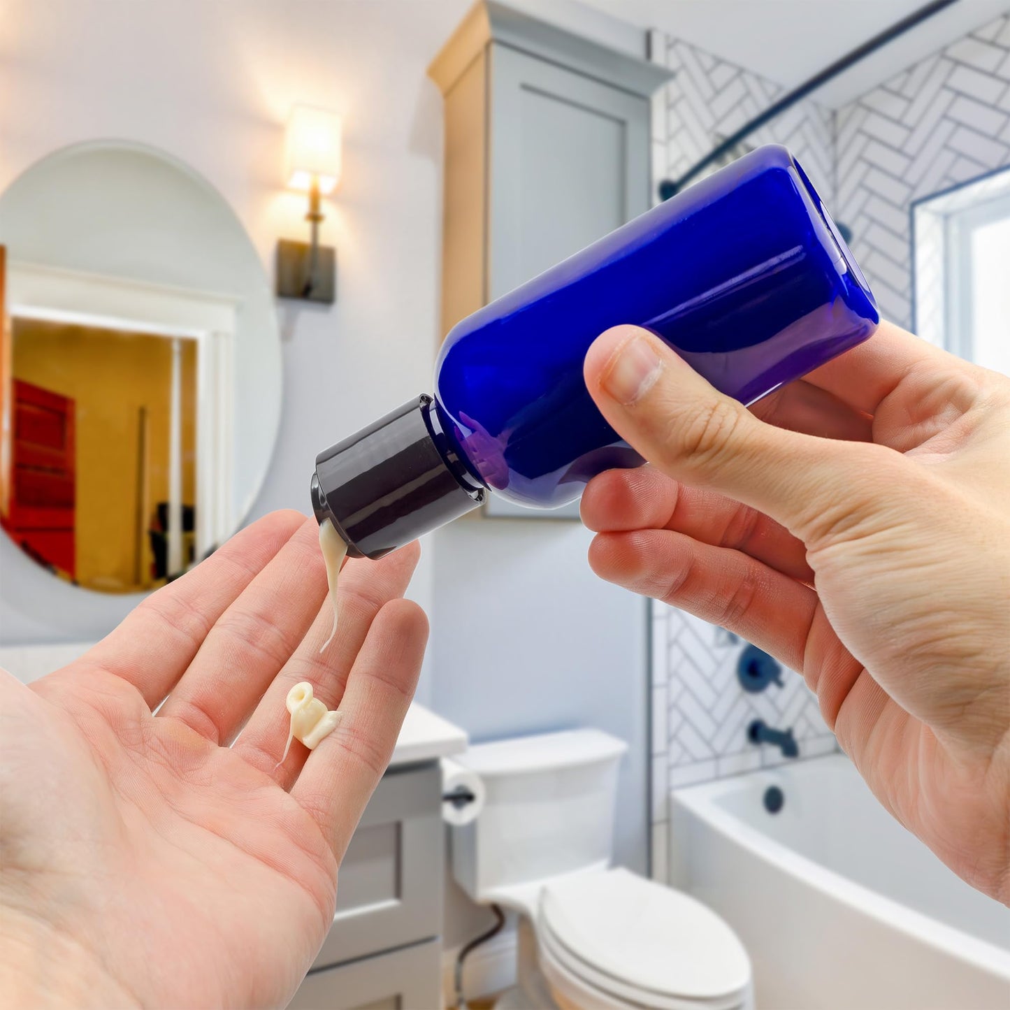 Cornucopia Brands 4oz Empty Cobalt Blue Plastic Squeeze Bottles with Disc Top Flip Cap (Pack of 6) BPA-Free Containers For Shampoo, Lotions, Liquid Body Soap, Creams