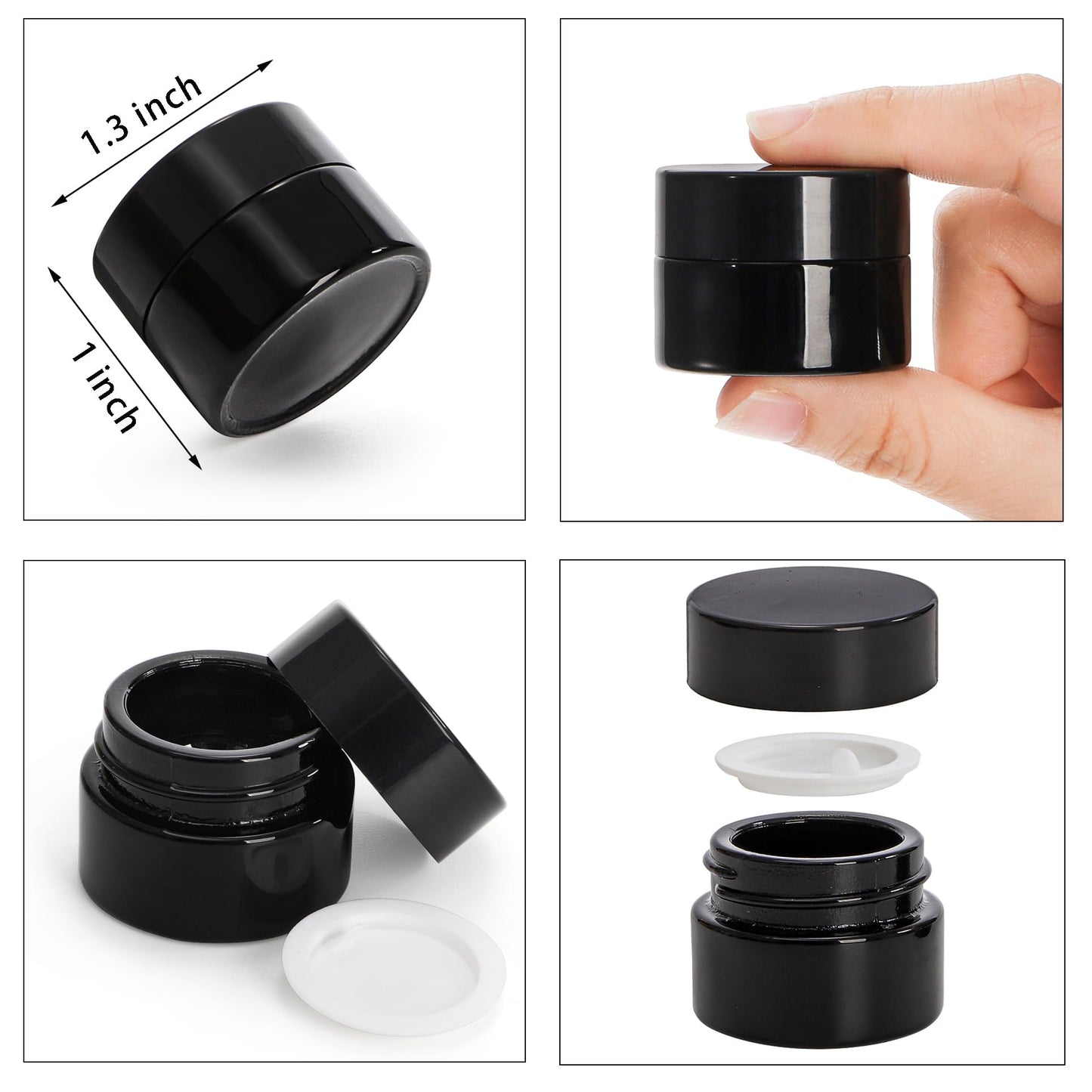 Nicunom 30 Pack 5ml Sample Containers with Lids, UV Protection 5g Thick Glass Jar, Airtight Mini Makeup Container, Refillable Cosmetic Jars Empty Travel Containers for Lotion, Essential Oil, Cream