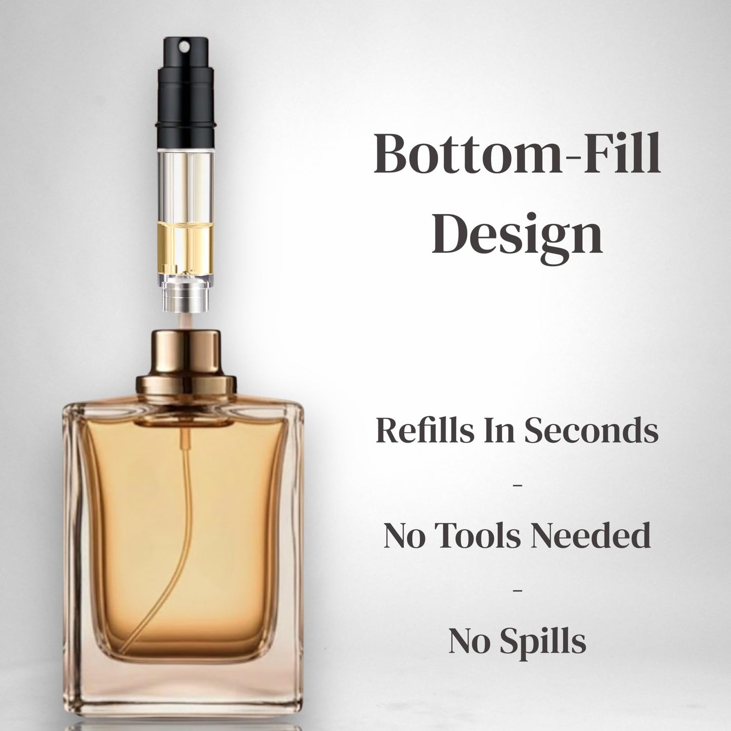 SVIT Refillable Perfume Atomizer for Travel, 5 ml (60–70 Sprays), Leak-Resistant Bottom-Fill Mini Spray Bottle, TSA-Compliant Portable Aluminum Travel Container (Black)