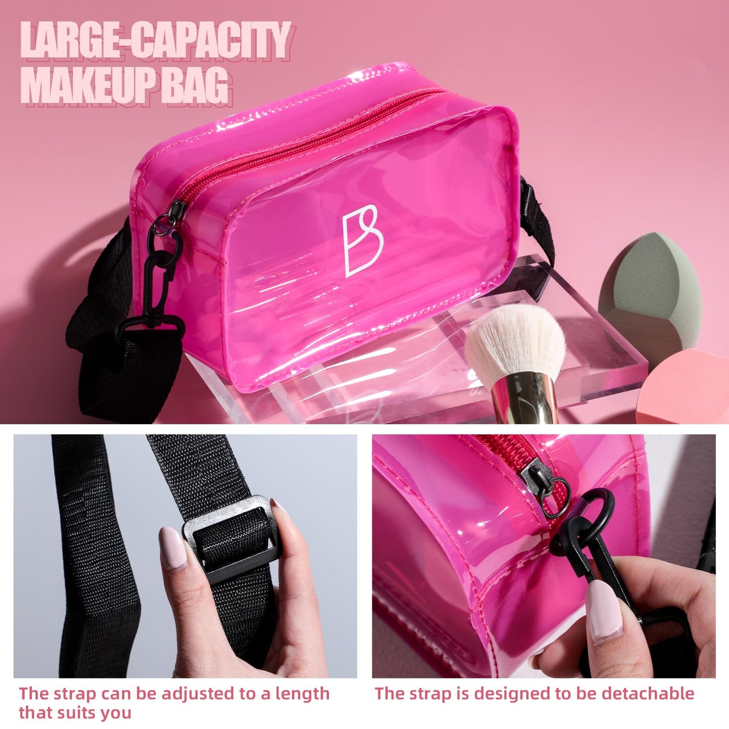 BS-MALL Makeup Brush Set 21 Pcs With Powder Brush, Concealer Brush, Eyeshadow Brush & Blush Brush - Includes 2 Pcs Big Blending Sponge & Stylish Travel Makeup Brush Case For Flawless Application