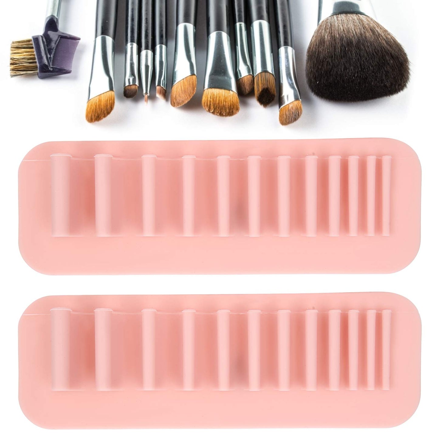 Aatraay Silicone Makeup Brush Drying Rack, 2pcs Makeup Brush Storage Holder, Wall Mounted Toothbrush Storage Rack Organizer