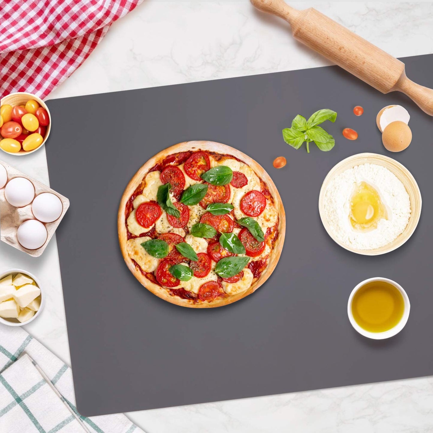 Gartful Extra Large Silicone Mats for Countertop, 28" by 20" Multipurpose Mat, Counter Table Protector, Desk Saver Pad, Placemat Nonstick Nonskid Heat-Resistant Pad, Dark Gray, 2PCS
