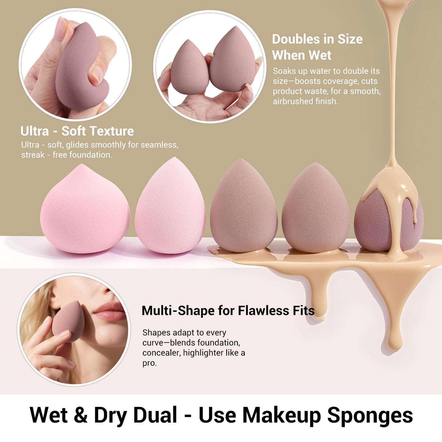 MAANGE Makeup Brush Set 51 PCS Professional Makeup Brushes Soft Foundation Powder Eyeliner Eye Shadow Makeup Brushes Set Travel Make up Brush Kit (Champagne)