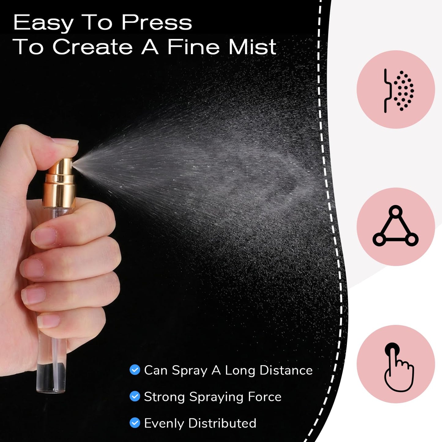 IMengjbang 50Pcs 10ml Mini Spray Bottles, Empty Clear Glass Mist Spray Bottle Refillable Mini Perfume Atomizer Travel Sample Bottle Lids Fine Mist Perfume Atomizer Makeup Container