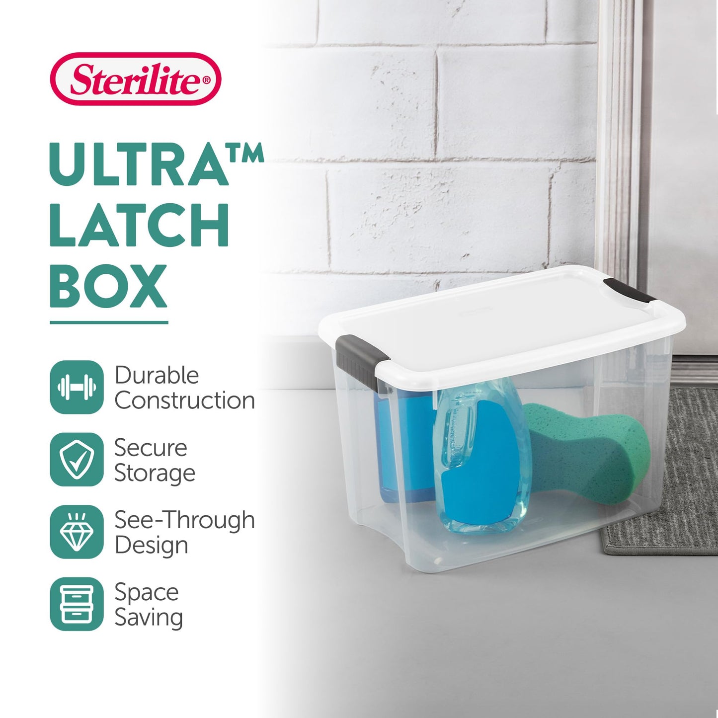 Sterilite 12-Pack 30 Quart Ultra Latch Box, Clear Storage Organizer Bins w/Latching Lids - Stackable Plastic Containers for Home Organization in Garage, Attic, Basement, and Closet
