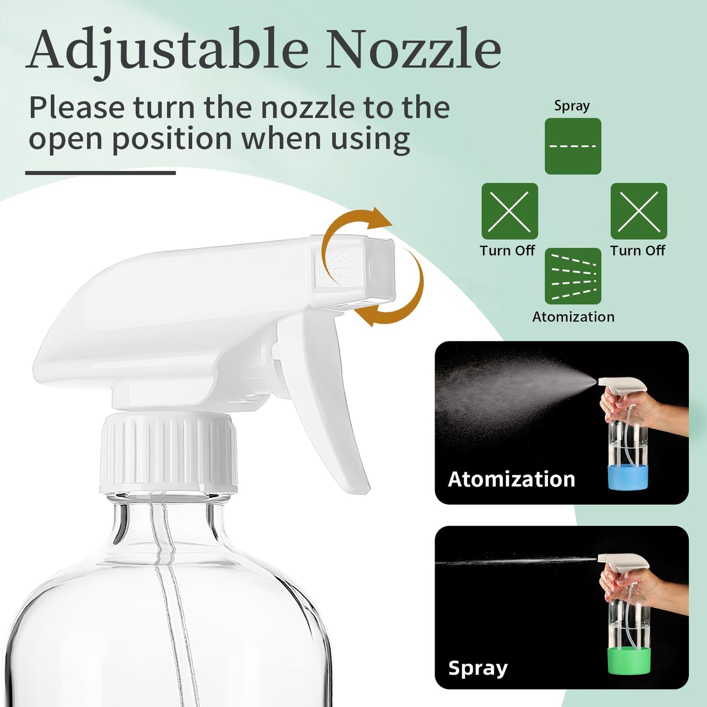 GIVAMEIHF 4 Pack Glass Spray Bottles with Silicone Sleeve,16oz Clear Glass Spray Bottles Refillable Empty Bottle with Adjustable Nozzle,Spray Bottle for Cleaning Solutions,Essential Oils,Pets,Hair