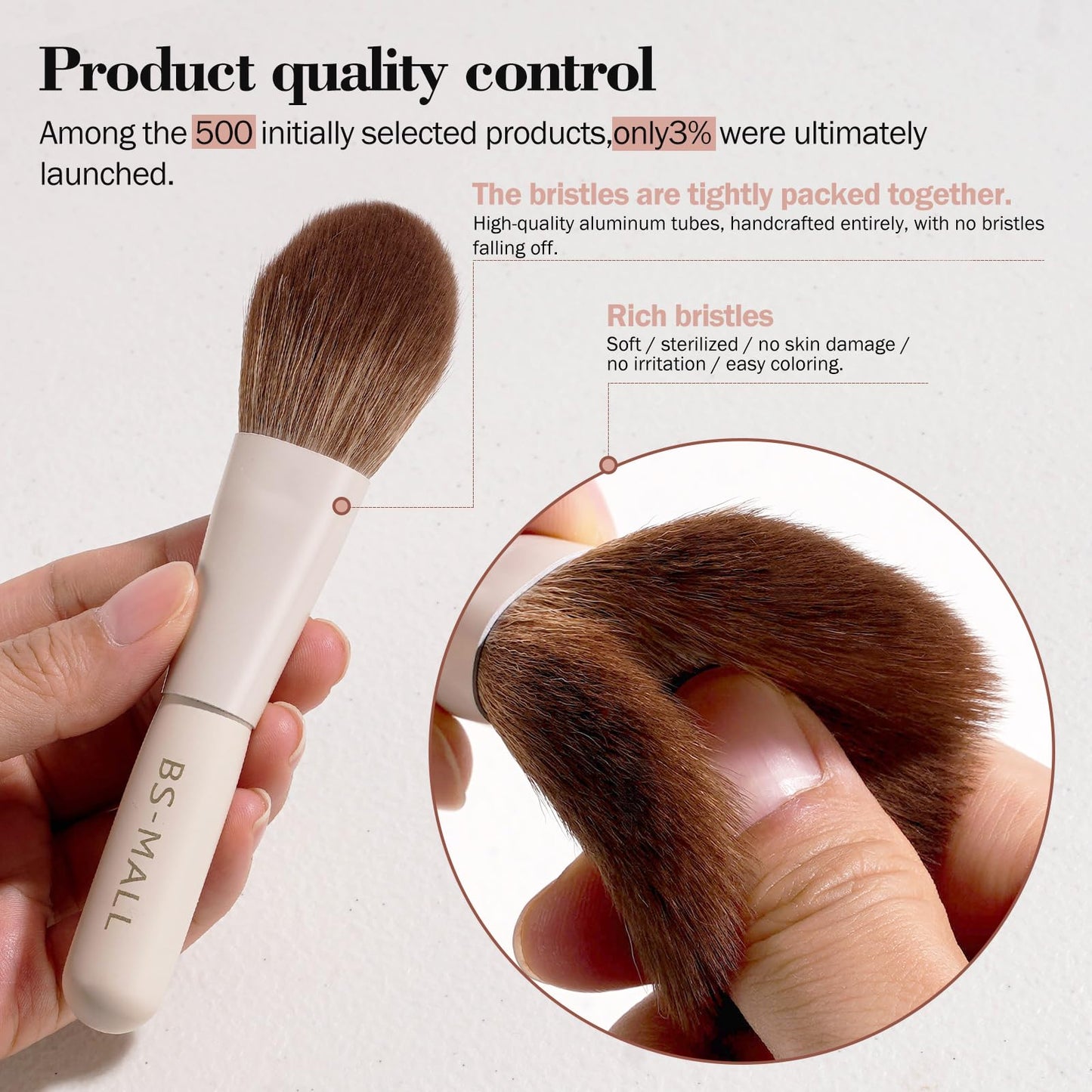 BS-MALL 14 Pcs Makeup Brushes Set with 1 Pcs Makeup Sponge – Essential Foundation Powder Concealers, Eye Shadows, Blush Makeup Brushes with Travel Makeup Case (Beige)