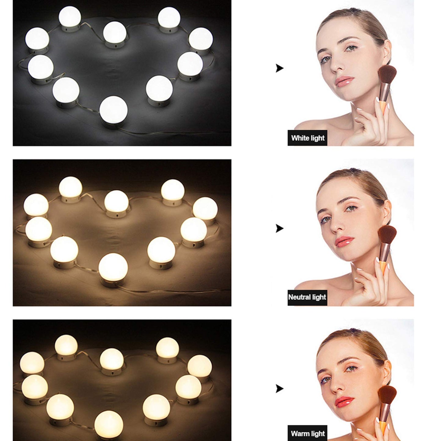 Estink Vanity Mirror Lights Kit, 12pcs Dimmable LED Makeup Light Bulbs, 1-5 Level, 3200-7000K, 10W, for Bathroom Dressing Room Beauty Salon
