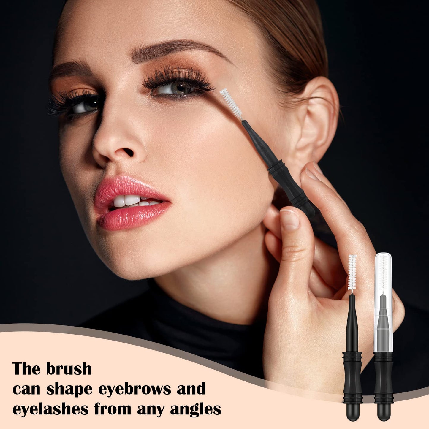 Vesici 200 Pcs Micro Eyebrow Brush with Cap, Multifunctional Brow Lamination Brush Eyelash Comb Lash Eyebrow Spoolie Lash Lift Mascara Tools for Eyelashes Extensions and Eyebrows(Black)