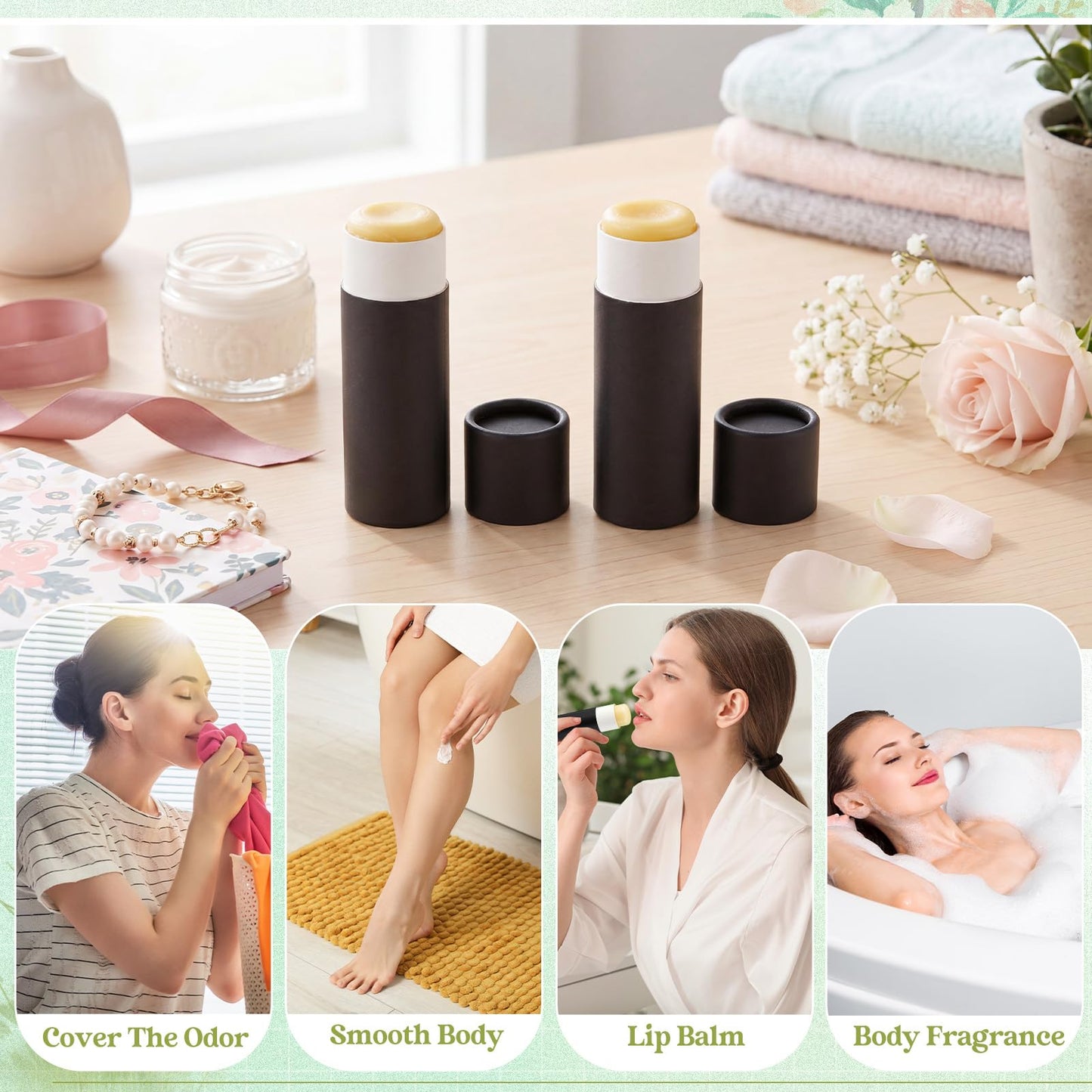 Teenyyou 20 Pcs 1oz Empty Paperboard Deodorant Containers Kraft Cardboard Deodorant Tubes Push-up Lip Balm Tubes Solid Perfume Container Lotion Sticks Jars for DIY Homemade Cosmetic Samples,Black