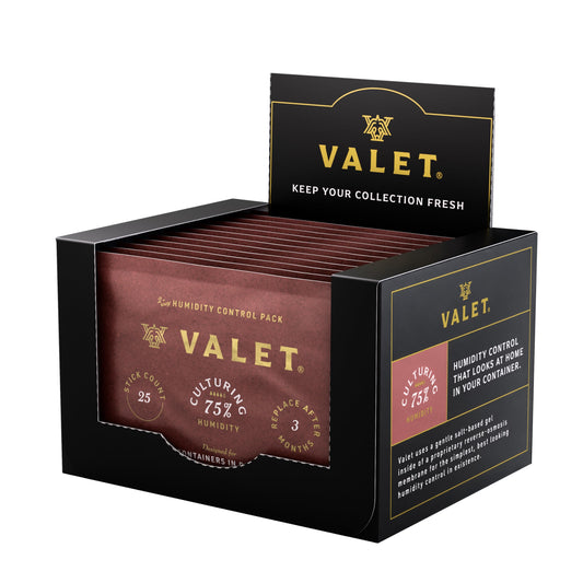 Valet 75% Two-Way Humidity Packs 12-Pack (60g), Bulk Two-Way Humidity Control Packs for Moisture Restoration & Leaky Wood Storage, Made in USA