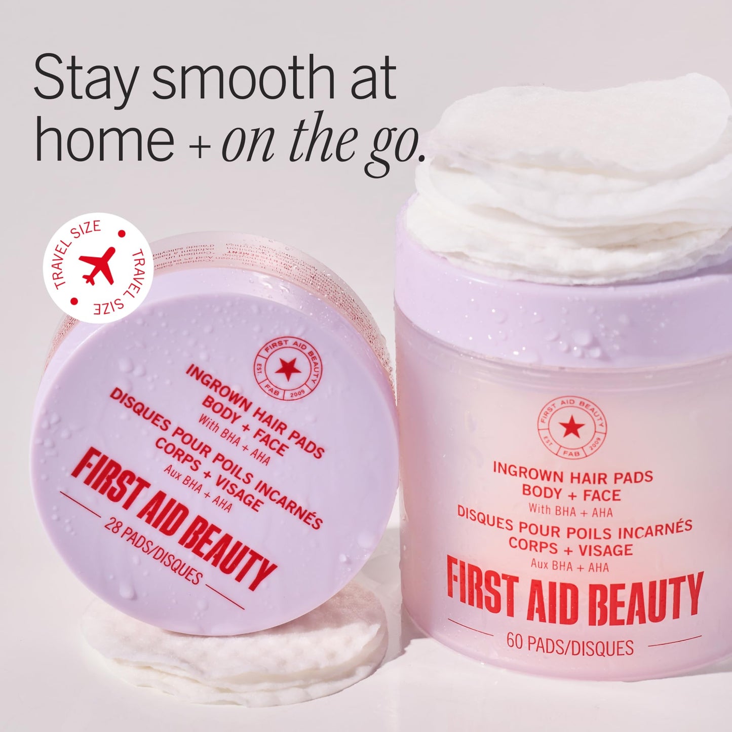 First Aid Beauty Ingrown Hair Pads, Body & Face with BHA & AHA - Dermatologist-Tested Aftershave Treatment to Help Prevent Razor Bumps & Exfoliate Underarms & Bikini Area - Sensitive Skin - 28 Count