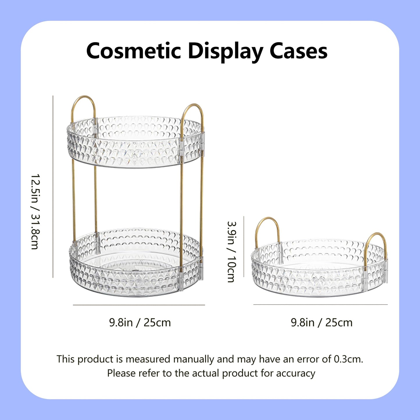 GROZOSS 360° Rotating Makeup Organizer, 2-Tier Large Capacity Cosmetic Storage Rack for Bathroom Countertop & Vanity, Clear Acrylic Holder for Skincare, Perfume & Beauty Essentials