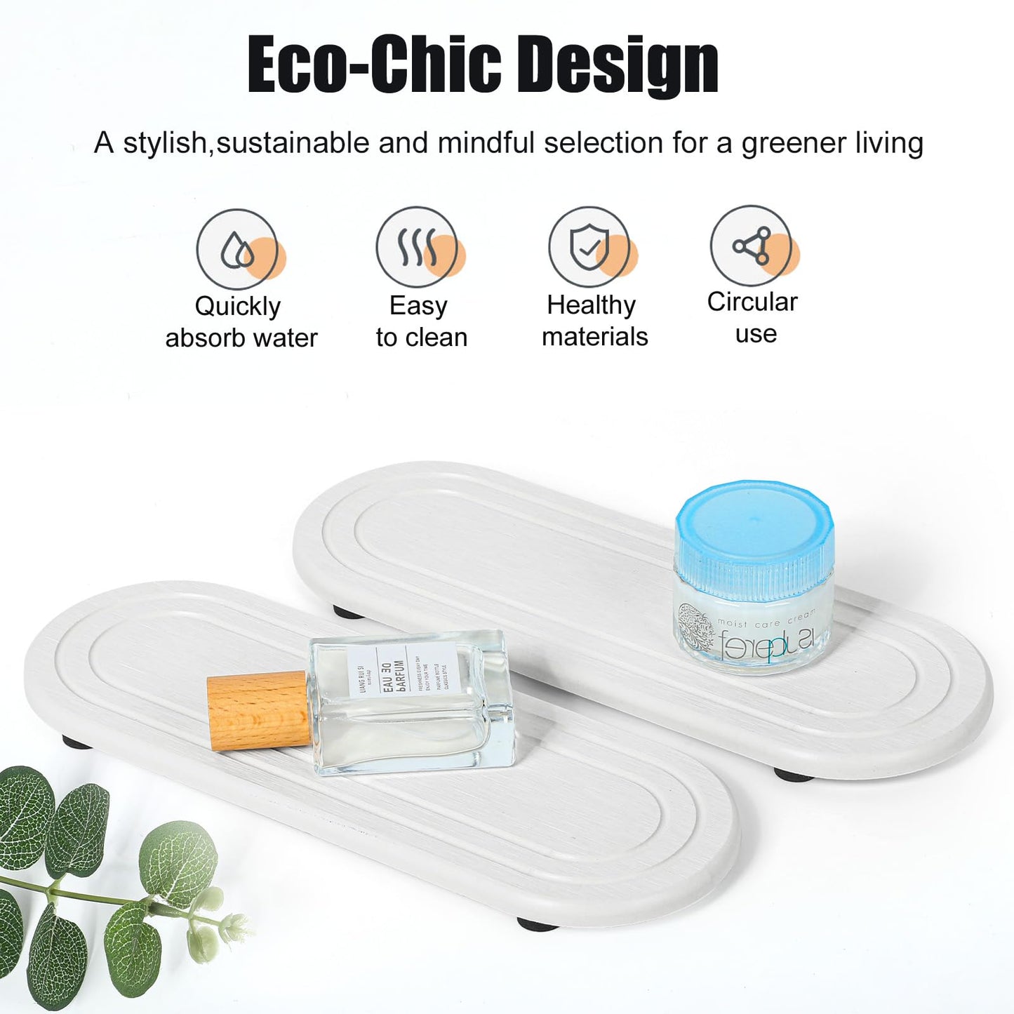 2PCS Water Absorbing Stone Tray, Fast Drying Diatomite Stone Sink Tray, Water Absorbent Diatomite Coasters, Stones Soap Trays for Kitchen Sink, Bathroom Counter Hand Soap Dish & Holders