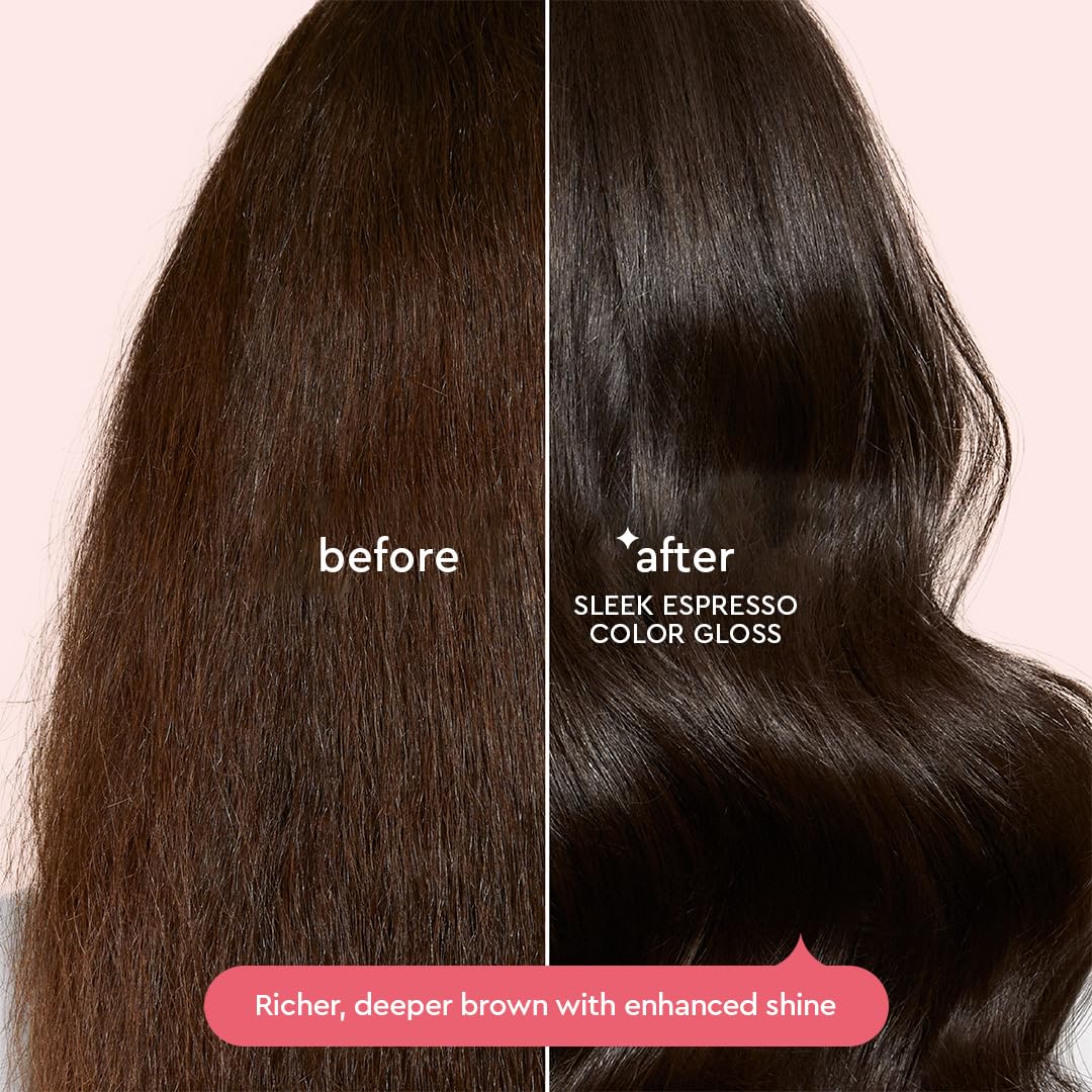 Glaze Supergloss Color Conditioning Gloss – Hydrating Semi-Permanent Color Hair Gloss & Shine Boost – For Natural Dark Brown Hair – 6.4 Fl Oz - Sleek Espresso